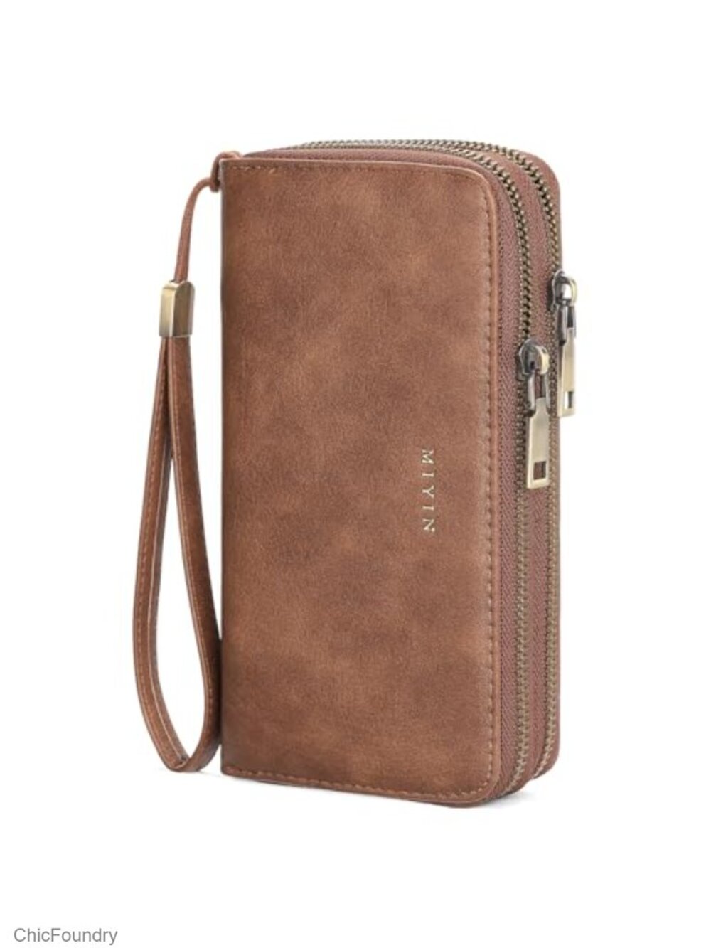 GOIACII Wristlet Wallet Vegan Leather RFID Zip Around Clutch